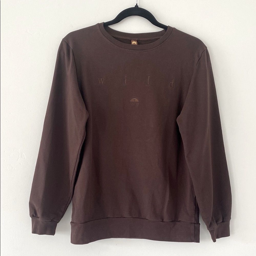 Indy Brand Extra Baggy Brown Sweat letters "Wild" and logoEmbroidered sz XS New